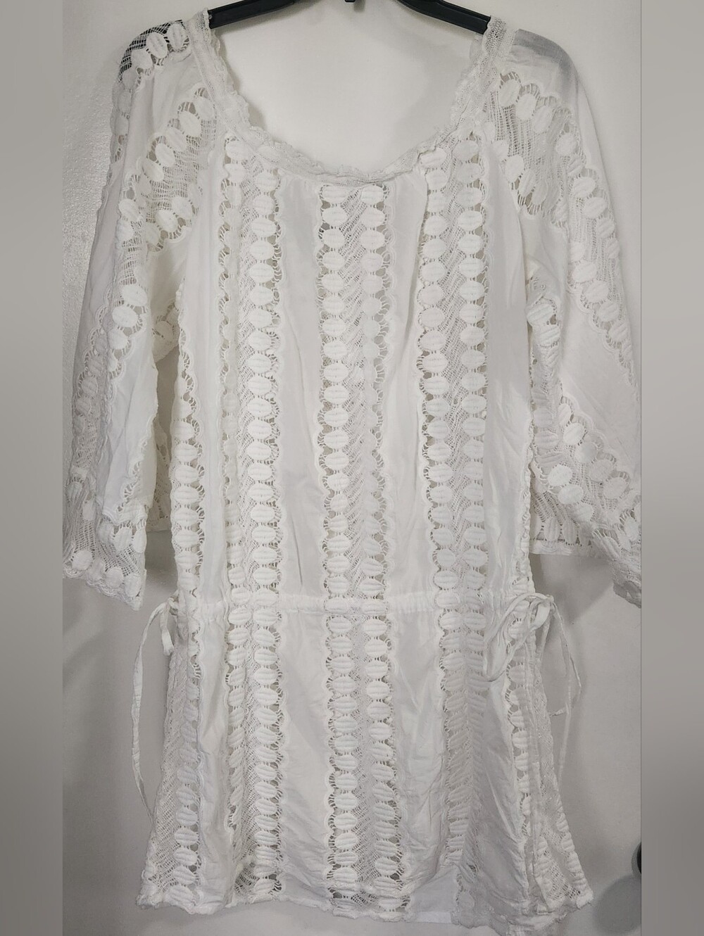 Miguelina Swim Cover Up White Cotton Size L Beach Resortwear